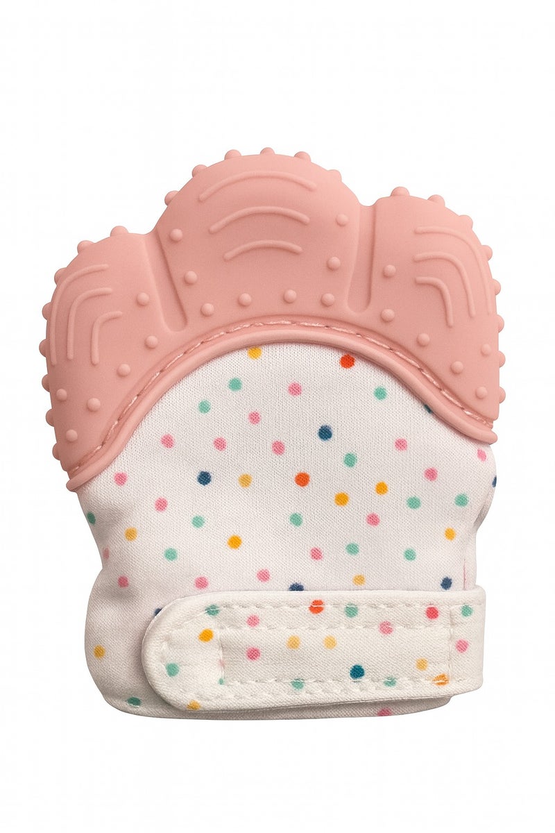 Silicone Baby Mitten Teether Glove – Pink, Adjustable for Infants 