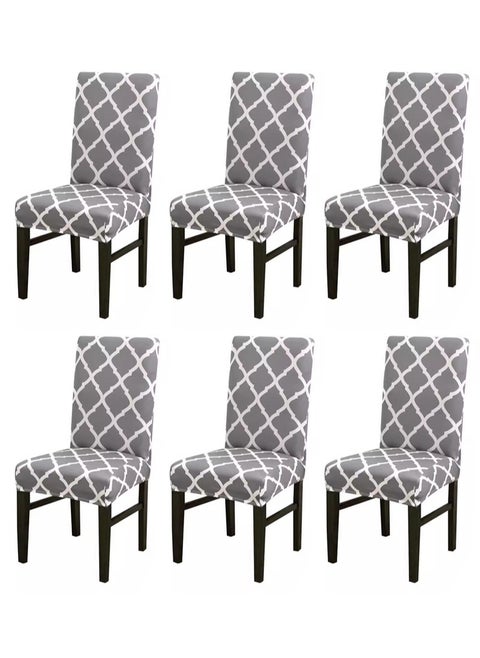 6-Piece Set Modern Simple Mesh Print Elastic One-Piece Chair Cover For All Seasons
