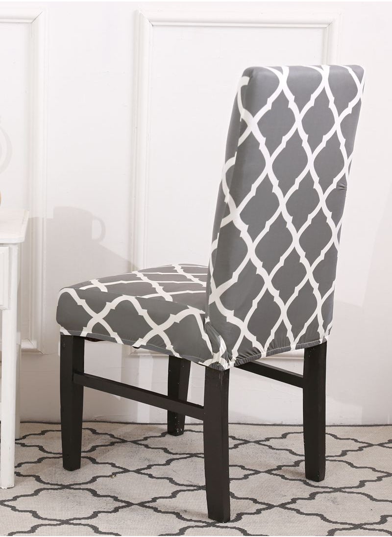 6-Piece Set Modern Simple Mesh Print Elastic One-Piece Chair Cover For All Seasons