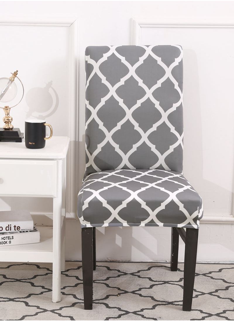 6-Piece Set Modern Simple Mesh Print Elastic One-Piece Chair Cover For All Seasons