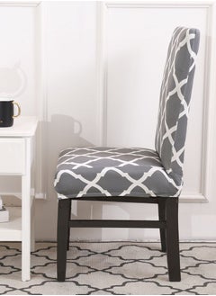Sharpdo 6-Piece Set Modern Simple Mesh Print Elastic One-Piece Chair Cover For All Seasons  - Image 3