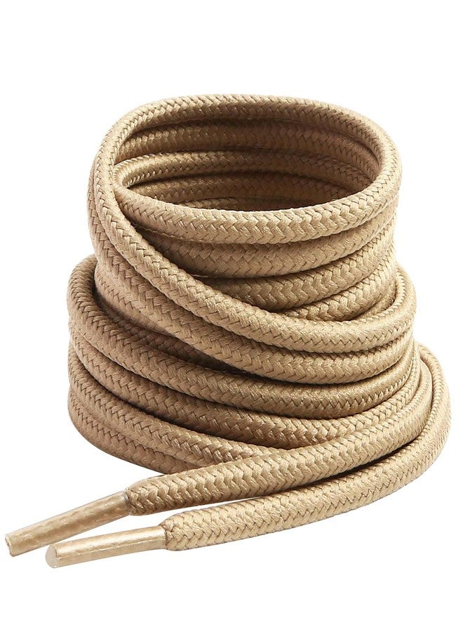 VSUDO 2 Pairs Round Boot Laces, 5/32" Outdoor Work & Hiking Shoe Laces for Boots, Khaki, 47.2" (120cm) - Image 1