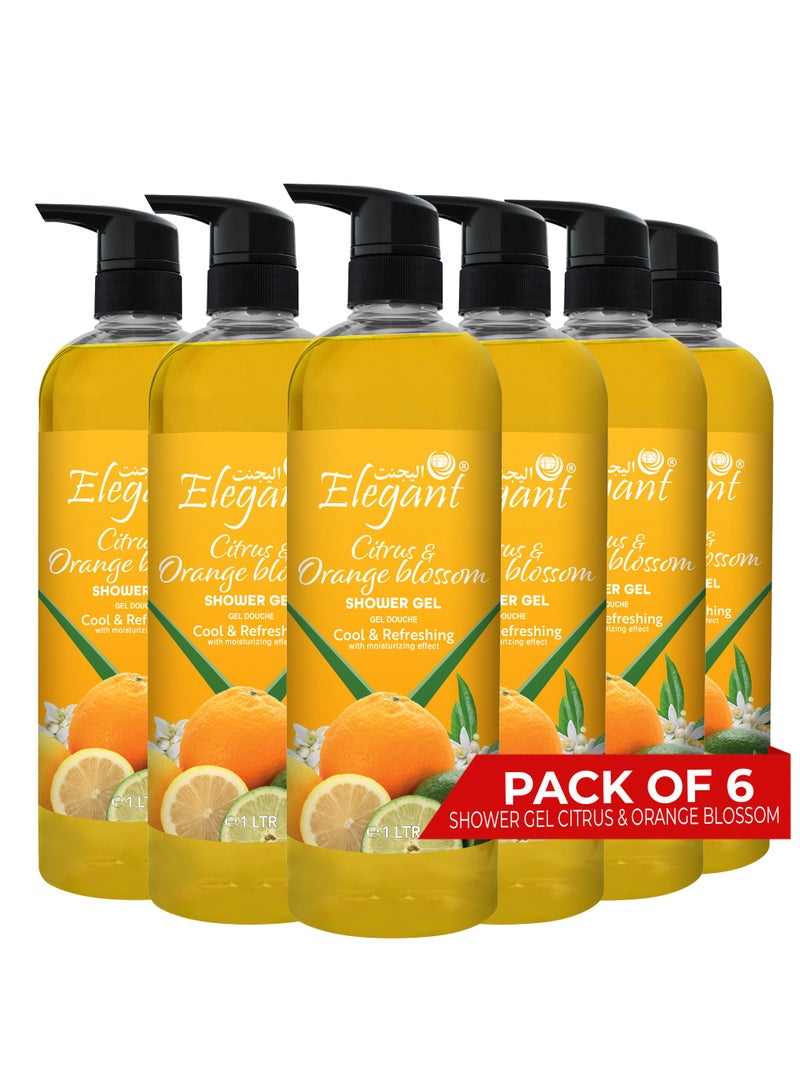 Elegant 6-Pieces Citrus & Orange Blossom Shower Gel 1 Liter - Image 1