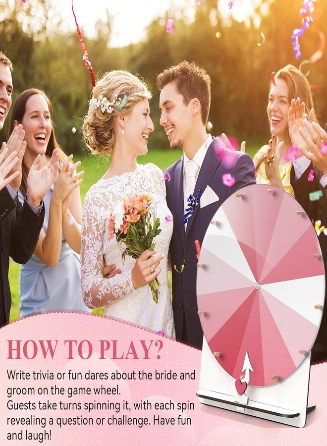Famaster 12-Inch Spinning Wheel for Baby Shower & Bridal Shower Games - Prize Wheel Spinner with Stand & Heart Shape Arrow - Funny Bachelorette Party Games Ideas(Pink) - Image 3
