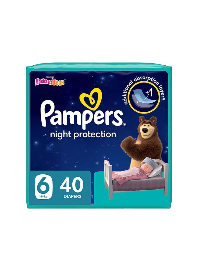 Pampers Baby-Dry Night Diapers For Extra Sleep Protection Size 6, 40 Count - Image 1
