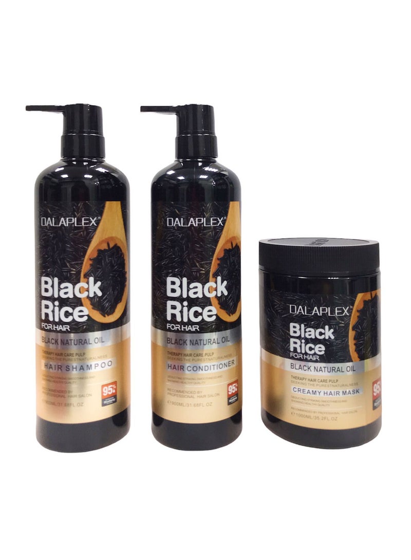 DALAPLEX Dalaplex Black Natural Oil Black Rice Hair Care Set 1X3 - Image 1