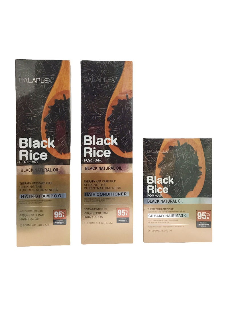 DALAPLEX Dalaplex Black Natural Oil Black Rice Hair Care Set 1X3 - Image 2