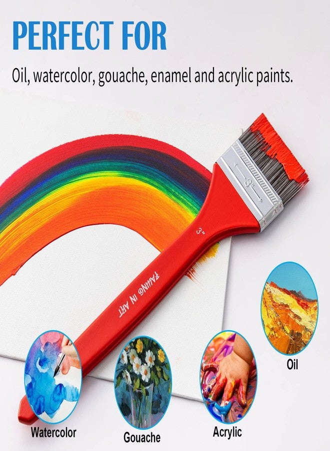 Falling in Art Flat Paddle Paint Brush with Long Handle, Large Scale Brush for Oil and Acrylic Paints, 1 Inch - Image 3