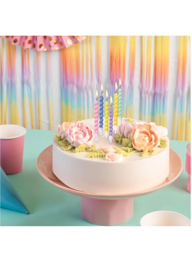 12-Count Rainbow Birthday Candle with Holders Colourful Spiral Long Cake Candles for Birthday Wedding & Cake Decorations - Image 2