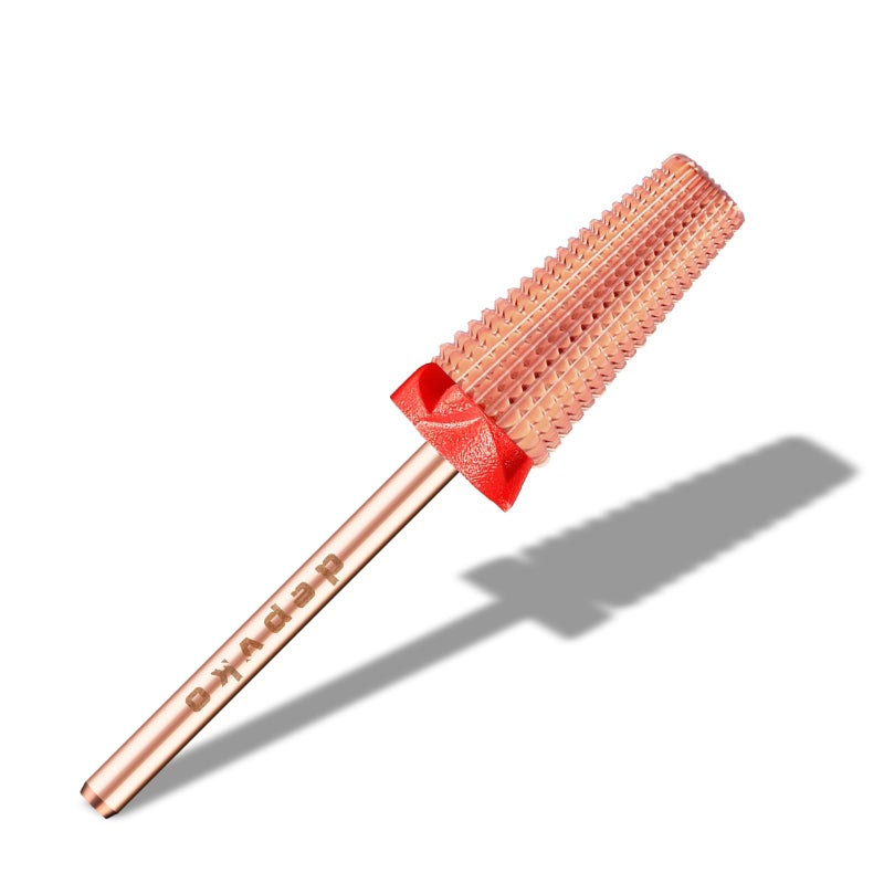 Depvko 5 in 1 Nail Drill Bits, 3/32'' Carbide Tungsten Bits, Two Way Rotate Professional Advanced Safety Bits for Nail, Fast Remove for Manicure Pedicure (Classic 5in1-Rose Gold, Fine-F) - Image 1
