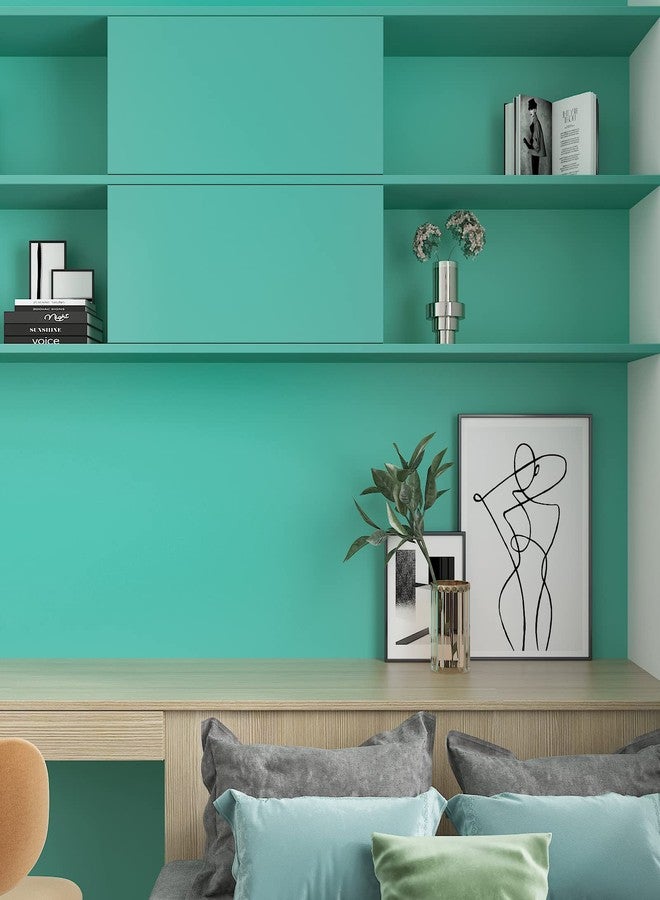 CHIHUT Thicken Matte Aqua Green Peel and Stick Wallpaper 17.7"x100" Waterproof Stain Resistant Removable Vinyl Contact Paper for Cabinets Shelf Liners Drawers Renter Friendly Solid Green Wallpaper - Image 4