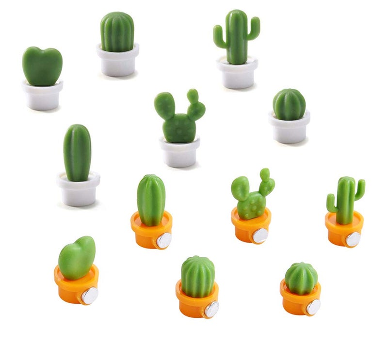 OYEFLY 12pcs Cute Succulent Plant Magnetic Refrigerator Magnets Cute Home Decor Refrigerator Stickers Creative Notice Message Magnetic Stickers Gift WhiteOrange
