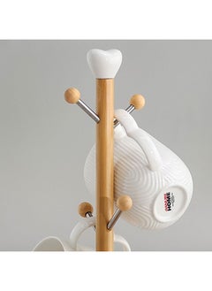 DANUBE HOME Princess 5 Piece Mug Set 340 Ml Porcelain Bamboo Mug Collection Stylish Tableware Set For Home Kitchen & Dining Room L18xW18xH31cm White  - Image 5