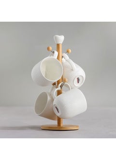 DANUBE HOME Princess 5 Piece Mug Set 340 Ml Porcelain Bamboo Mug Collection Stylish Tableware Set For Home Kitchen & Dining Room L18xW18xH31cm White  - Image 2