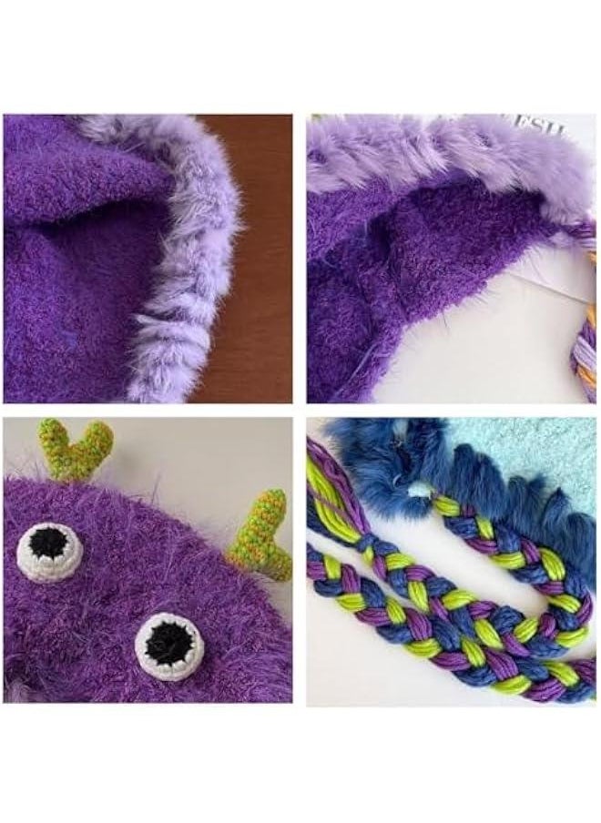 Generic - Cute Kawaii Multi Colored Women Warm Fluffy Monster Cover Ears Beanie Ear Flaps Hat for Winter - Image 1