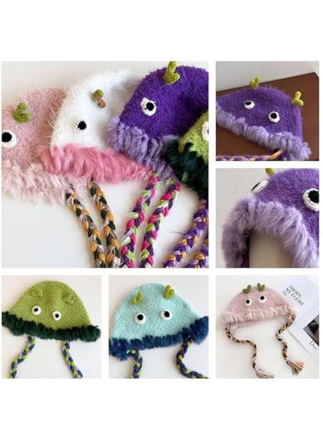 Generic - Cute Kawaii Multi Colored Women Warm Fluffy Monster Cover Ears Beanie Ear Flaps Hat for Winter - Image 1