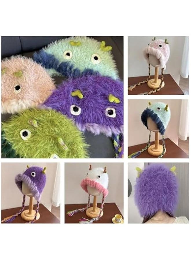 Generic - Cute Kawaii Multi Colored Women Warm Fluffy Monster Cover Ears Beanie Ear Flaps Hat for Winter - Image 1