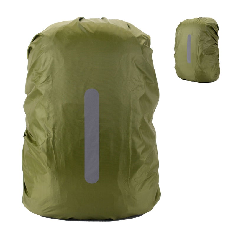 Backpack Rain Cover Waterproof Dirt Tear Resistant Light Weight High Visibility Reflective Backpack Cover OD Green L (For 45-55L) - Image 4