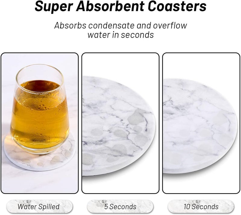 Billbotk 9 Pieces Ceramic Coasters for Drink with Holder - Image 5
