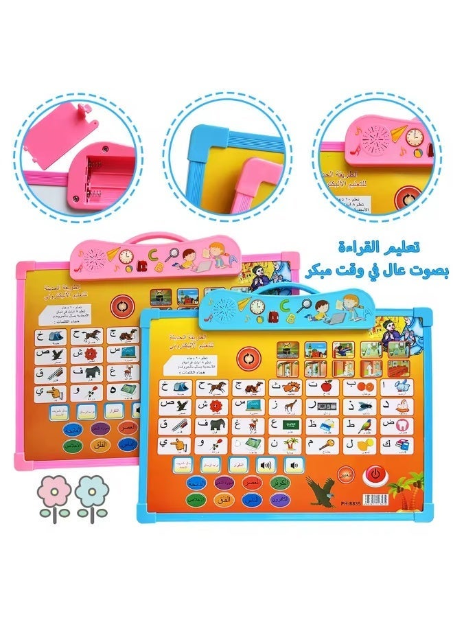 لوحة التعليم الذكية 2 في 1 للأطفال - تعلم الحروف والأرقام بالعربي والإنجليزي - سبورة رسم وقلم مسح ومفاتيح موسيقية تفاعلية - Image 4