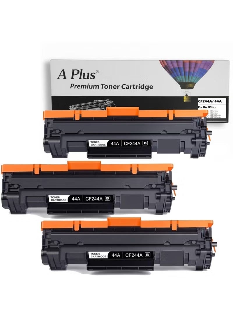 A PLUS APlus Compatible 44A Black Toner 3 Pieces Cartridge (CF244A) – 1000 Page Yield – For HP LaserJet Pro M15, M16, MFP M28, M29 Series - Image 1