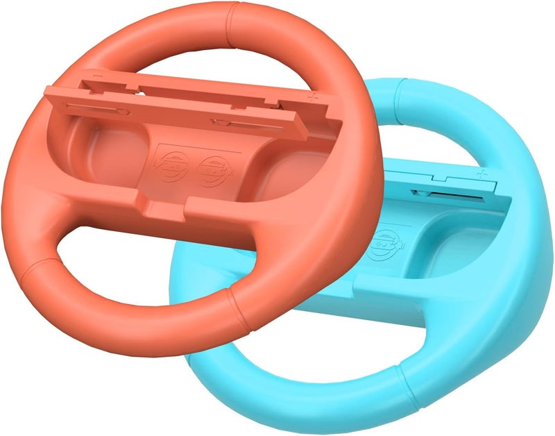 TELANPU 2PACK Steering Wheel Controller for Nintendo Switch & Switch 2 – Compatible with Mario Kart, Zelda, and Racing Games – Joy-Con Accessory for Kids and Adults（Orange and Blue) - Image 1