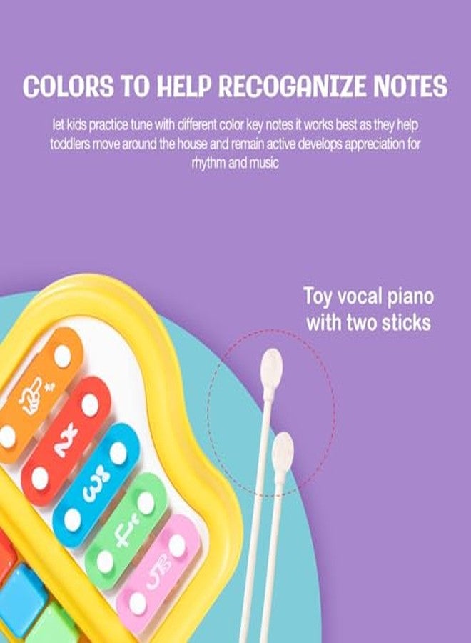 نيجي لعبة نيغي الصغيرة إكسيليفون 2 في 1 للأطفال الصغار، تتضمن 5 مفاتيح ولوحة مفاتيح متعددة الألوان وعصاتين، وهي أدوات تعليمية موسيقية واضحة للأطفال في مرحلة ما قبل المدرسة. - Image 4