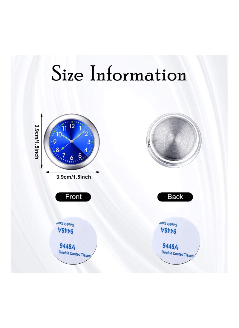 KASTWAVE - 2 Pieces Stick on Dashboard Car Clock Mini Tiny Small Luminous Car Vent Clocks Watch for Dashboard Boat Bike Home (Black, Blue) - Image 1
