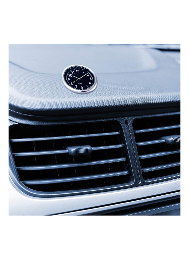 KASTWAVE - 2 Pieces Stick on Dashboard Car Clock Mini Tiny Small Luminous Car Vent Clocks Watch for Dashboard Boat Bike Home (Black, Blue) - Image 1