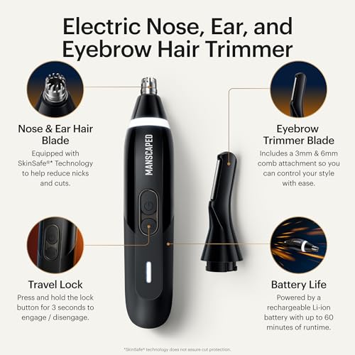 MANSCAPED Weed Whacker 30 PRO Mens Electric Nose Ear Eyebrow Hair Trimmer SkinSafe DualHead System LED Spotlight Waterproof Rechargeable Travel Lock Eyebrow Comb Attachment - Image 3