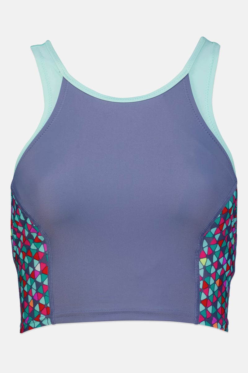 speedo Women Brand Logo Racerback Swim Top, Stone Grey - Image 2