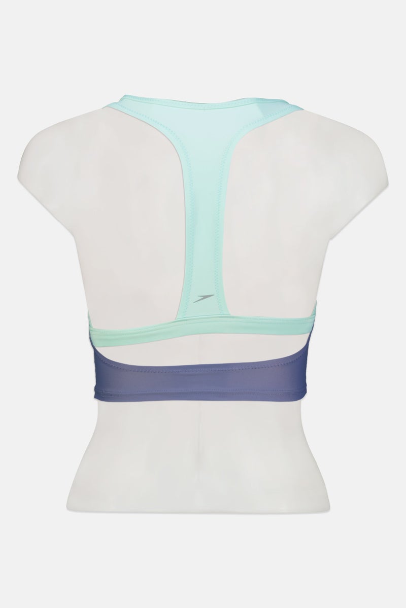 speedo Women Brand Logo Racerback Swim Top, Stone Grey - Image 3