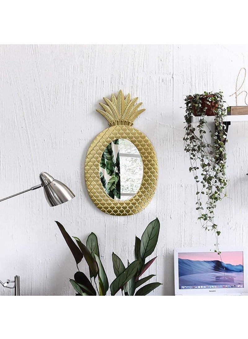 LINGWEI Pineapple Shaped Wall Hanging Mirror Golden 35x60x3 - Image 1