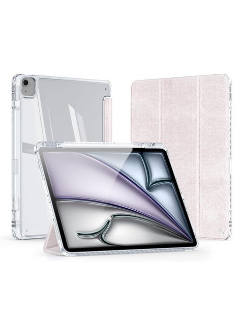 Case Compatible with iPad Air 13 (2024) 13.0", Tri-Fold PU Leather Case Built-in Pencil Holder Transparent Back Cover Protective Shell with Auto Wake/Sleep