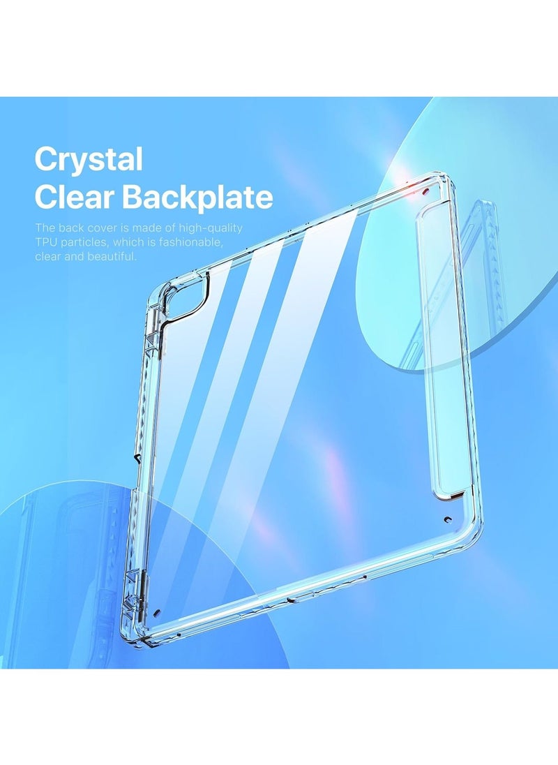 General - Case Compatible with iPad Air 13 (2024) 13.0", Tri-Fold PU Leather Case Built-in Pencil Holder Transparent Back Cover Protective Shell with Auto Wake/Sleep - Image 1
