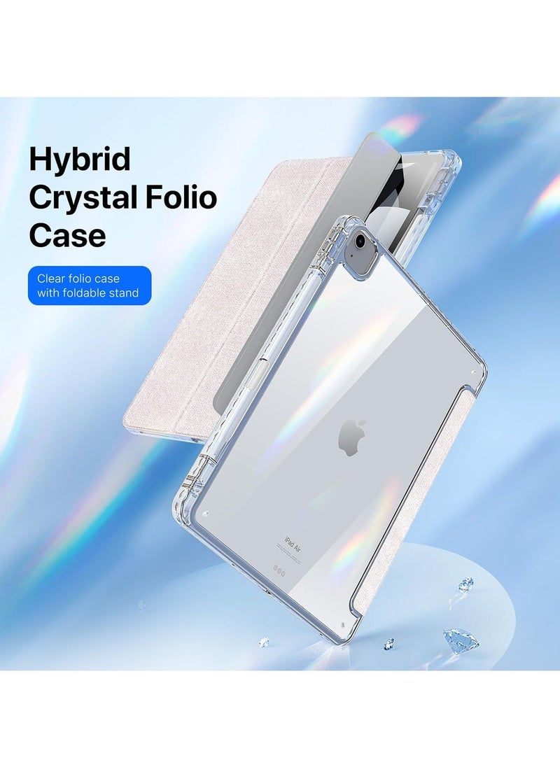 General - Case Compatible with iPad Air 13 (2024) 13.0", Tri-Fold PU Leather Case Built-in Pencil Holder Transparent Back Cover Protective Shell with Auto Wake/Sleep - Image 1