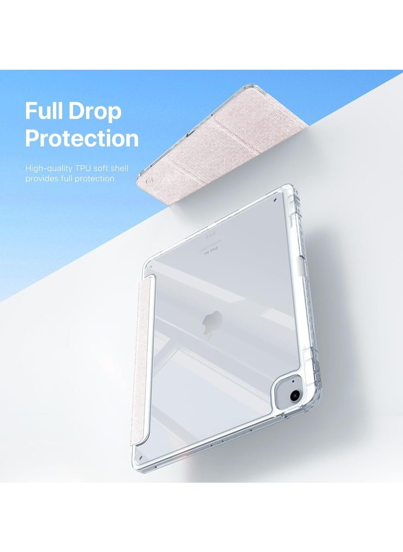General - Case Compatible with iPad Air 13 (2024) 13.0", Tri-Fold PU Leather Case Built-in Pencil Holder Transparent Back Cover Protective Shell with Auto Wake/Sleep - Image 1