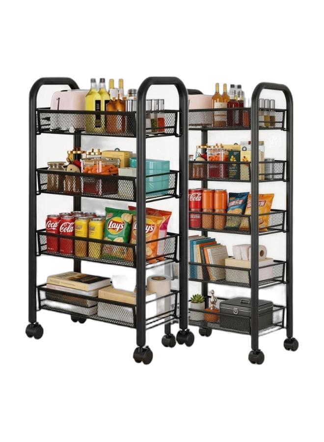 Kitchen Storage Rack Foldable Storage Shelves with Wheels Heavy Duty Metal Shelving Unit on Rolling Cart for Garage, Kitchen, Basement, Pantry, 4-Tier 5-Tier Black Bundle - Image 1