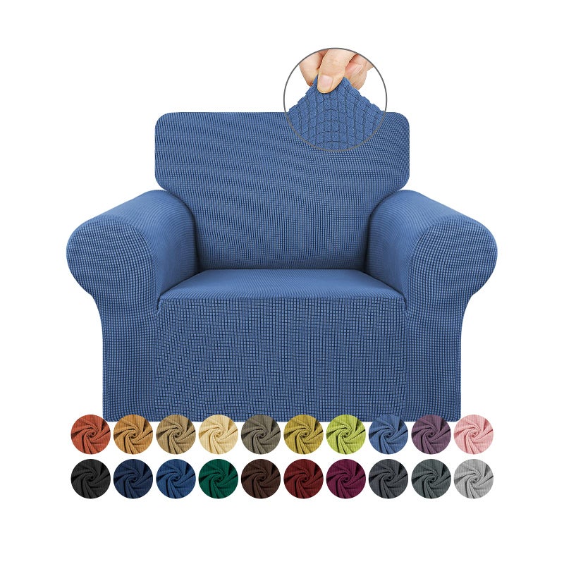 Kekuou تمتد أريكة واحدة الأريكة slipcover 1 قطعة أريكة أريكة أريكة (32 ""-55 "") حامي الأثاث 1 أريكة مقعد مع قاع مرن للأطفال PET.Jacquard النمط الذي تم فحصه صغير (ريفرسايد صغير) - Image 1