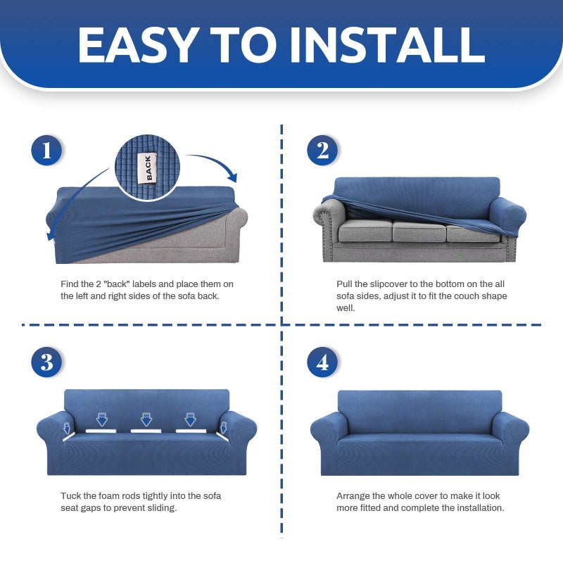 Kekuou تمتد أريكة واحدة الأريكة slipcover 1 قطعة أريكة أريكة أريكة (32 ""-55 "") حامي الأثاث 1 أريكة مقعد مع قاع مرن للأطفال PET.Jacquard النمط الذي تم فحصه صغير (ريفرسايد صغير) - Image 4