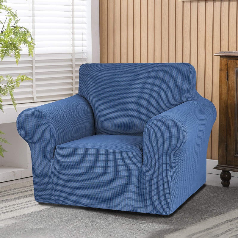 Kekuou تمتد أريكة واحدة الأريكة slipcover 1 قطعة أريكة أريكة أريكة (32 ""-55 "") حامي الأثاث 1 أريكة مقعد مع قاع مرن للأطفال PET.Jacquard النمط الذي تم فحصه صغير (ريفرسايد صغير) - Image 3