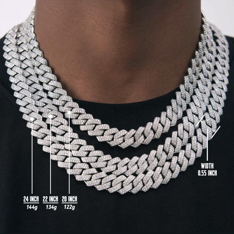 APaztip Mens Cuban Link Chain Silver 22'' Necklace Iced Out Thick Chain For Women Bling Diamond Cut Cuban Link Chains For Men Hip Hop Jewelry - Image 4
