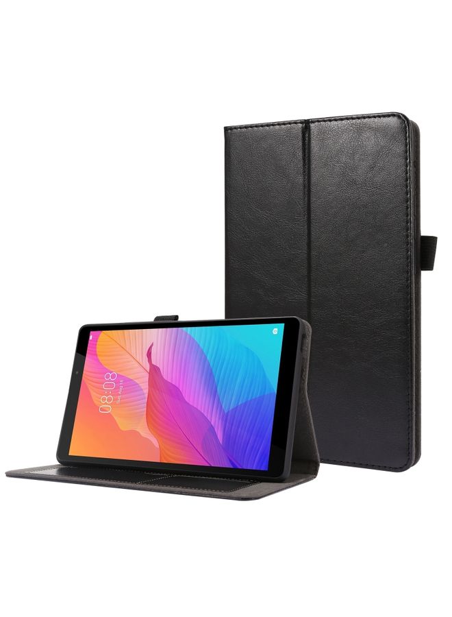 HuHa Case Cover For Huawei MatePad T8 Crazy Horse Texture Horizontal Flip Leather Case with 2-folding Holder & Card Slot Black 