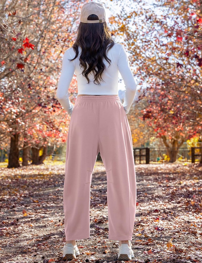 TARSE Women's Barrel Sweatpants Workout Active Joggers Pants Harem Baggy Lounge Bottoms, GrayPink S - Image 4