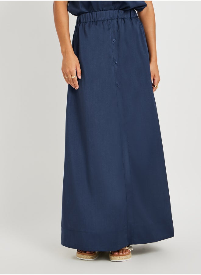 Take Two Solid Button Front Short Sleeve Top and Skirt Co-Ords  - Image 4