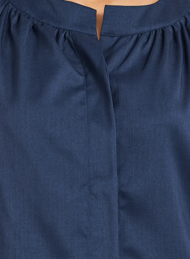 Take Two Solid Button Front Short Sleeve Top and Skirt Co-Ords