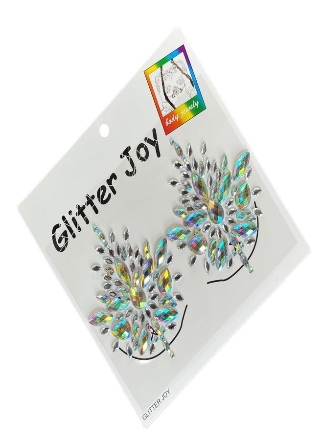 Kotbs 2-Pack Diamond Acrylic Chest Stickers - Body Glitter Adhesive Rhinestones for Women - Crystal Chest Jewels for Festivals, Halloween, Carnival, and Parties - Image 2