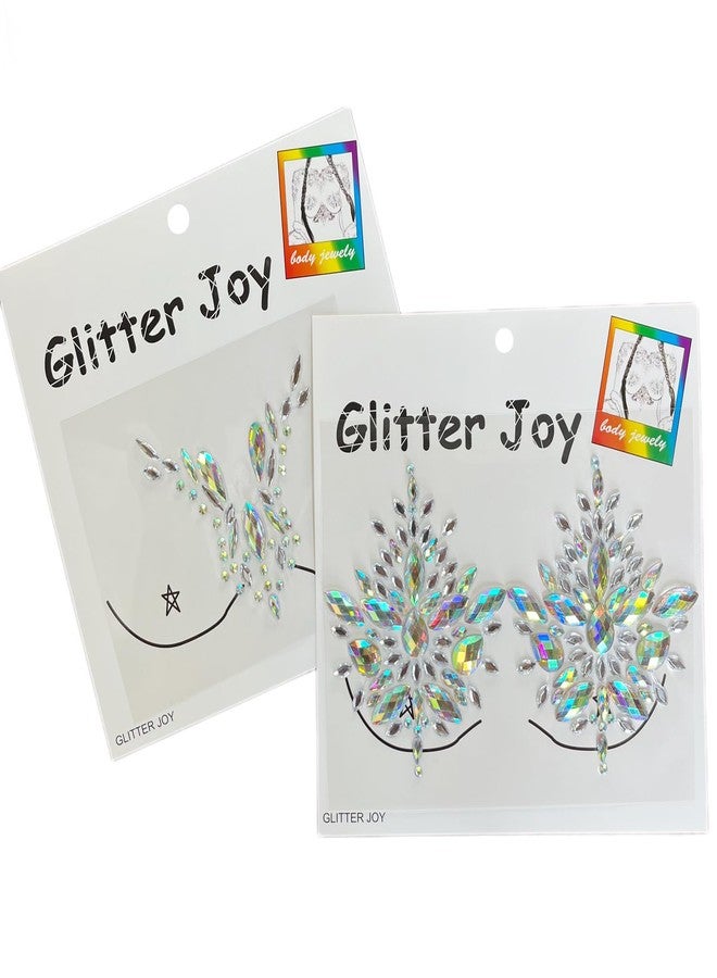 Kotbs 2-Pack Diamond Acrylic Chest Stickers - Body Glitter Adhesive Rhinestones for Women - Crystal Chest Jewels for Festivals, Halloween, Carnival, and Parties - Image 1