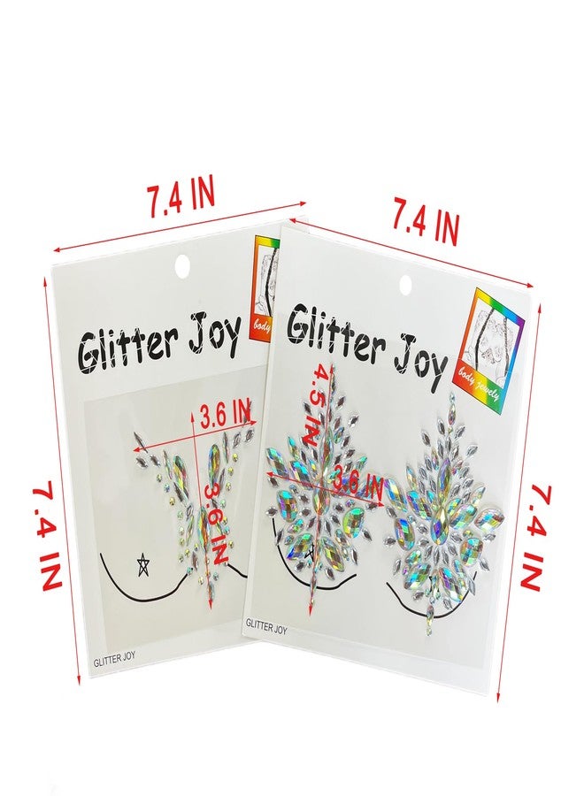 Kotbs 2-Pack Diamond Acrylic Chest Stickers - Body Glitter Adhesive Rhinestones for Women - Crystal Chest Jewels for Festivals, Halloween, Carnival, and Parties - Image 5