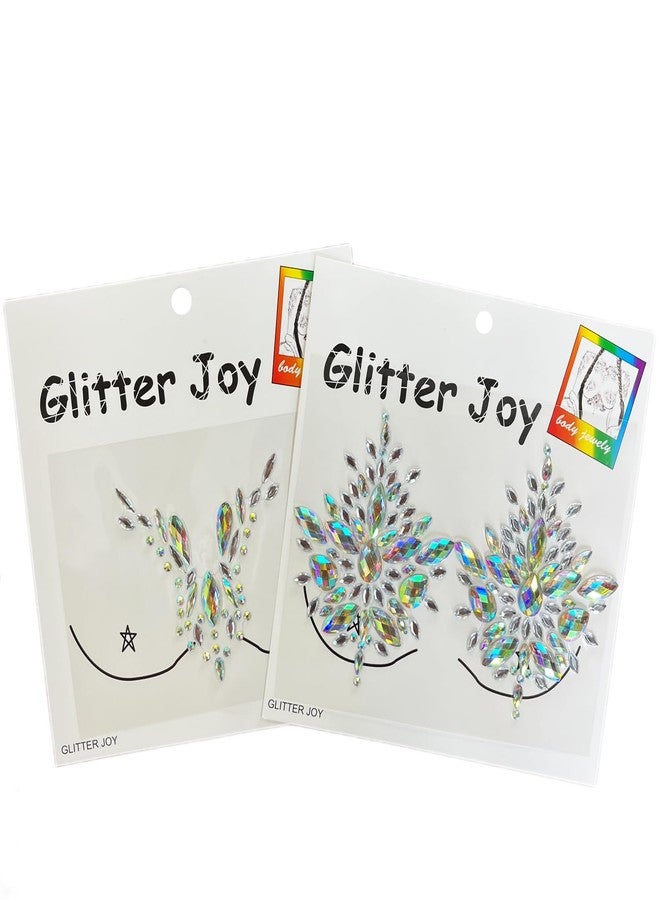 Kotbs 2-Pack Diamond Acrylic Chest Stickers - Body Glitter Adhesive Rhinestones for Women - Crystal Chest Jewels for Festivals, Halloween, Carnival, and Parties - Image 3